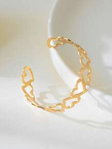 1pc Dreamlike Romantic Hollow Heart Bangle Bracelet, Mother's Day Gift For Her