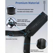 10 Pcs (Single Opening/Double Opening)/#5 Zipper For Jacket Black Plastic Coat Zipper Replacement, Separating Zipper For Coat, Down Jacket, Sweatshirt, Clothes, Parka, And More - 5#resin - View 7