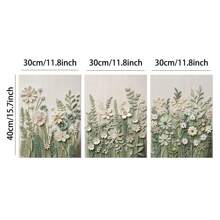 3pcs/Set No Frame Canvas Prints, Green Leaves And Flowers Decorative Painting, Light Green Flower Decoration, 3D Artistic Flower Prints, Indoor Home Wall Decoration Art Gifts Birthday Graduation