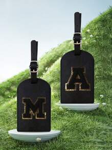 A-Z Initial Luggage Tag, TSA Approved Suitcase Tag With Privacy Cover And Name Card, Travel Essentials For Backpack, Travel Bag, Luggage, Travel Gear, Back To School, Fitness, School Supplies, Holiday, Camping, Vacation, Luggage Tag, Travel Accessories, Travel Essentials - Black - View 5