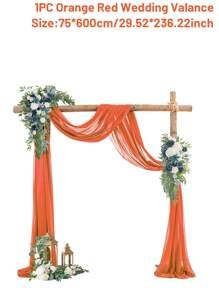 1/2pcs Orange Red Polyester Wedding Valance, Wedding Archway Fabric, Birthday Party Background Decoration, Wedding Party Bridal Shower Decor Room Decoration Supplies, Stair Fence Decor, Chair Back Decoration, Sheer Mesh Door Curtain, Gauze Table Runner, Table Cover, Banquets Party Supplies
