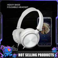 Auriculares con cable de 3.5 mm, estéreo con graves, plegables con micrófono, ajustables, adecuados para PC, MP3, móviles