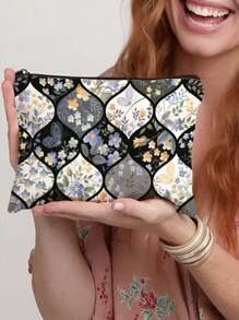 Adorable Owl Print Cosmetic Organizer - Lightweight & Portable Travel Bag For Makeup, Toiletries, Phone & Pencils - Durable, Stylish & Multi-Purpose, Perfect Party Gift - Army Green - View 2