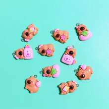 10pcs Assorted Cute Pink Capybara Design Resin Jewelry Making Findings, Suitable For Pendant, Earrings, Necklace, Bracelet, Keychain, Bag Charm, DIY Craft Supplies - Mixed Pink Capybara - View 7