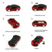1pc Unique Racing Car Shaped Wireless Mouse, Mini Supercar Style Wireless Optical Mouse, 1600DPI Ergonomic Wireless Gaming Mouse, 2.4GHz Wireless Office Mouse With Car Light, Comes With USB Receiver, Powered By 2xAAA Batteries (Not Included), Suitable For PC, Laptop, Tablet, Great Gift - Multicolor - View 10