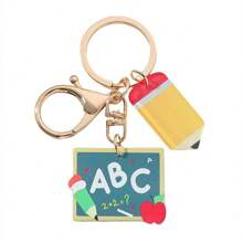 Creative Fashion Back To School Theme Pencil, Blackboard, Book Acrylic Keychain, Casual School Style Pencil With A+ Notebook Flat Acrylic Keyring Accessory, Suitable For Daily Bag And Car Key Use Car Accessories Bag Charm Letter Cute Goth Y2k