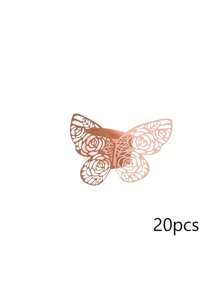 20pcs 3D Butterfly Paper Napkin Rings, Party Wedding Table Decoration, Suitable For Party, Holiday, Valentine's Day, Christmas