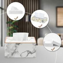 Caja de pañuelos de PU con bordes dorados - Portarrollos de papel para el hogar, la cocina, el baño, la sala de estar y el dormitorio
