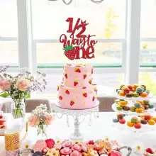 1pc Daisy Half To One Cake Sparkling Glitter Happy 6 Months Birthday Cake Topper, 1/2 Half Year Birthday Party Decoration Supplies - Style - View 5