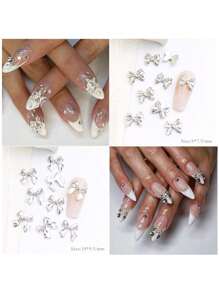 30 Pcs Bow Nail Charms Silver Nail Charms Bowknots 3D Alloy Nail Bows Nail Art Charms Bow Charms For Nails Design Nail Supplies Nails Nail Gems - Silver - View 3