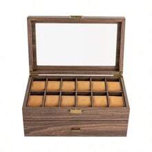 24 Slots Watch Box Watch Case Jewelry Holder Watch Display Case With Drawer UK - Brown color - View 9