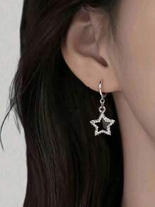 Pendientes con estrellas de cristal de estilo gótico vintage de moda - Plateado - Ver 2