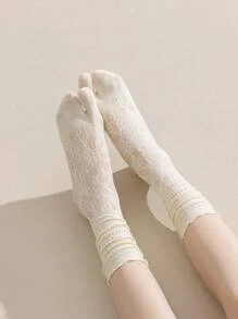 1/3 Pairs Lace Fishnet Toe Split Minimalist Elegant Japan Style Versatile Women Socks