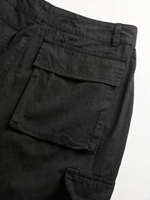 Christmas Gift High Waisted Cargo Pants For Women Baggy Y2k Straight Wide Leg Pants With Pockets Streetwear Party New Year Warm Thermal - 黑色 - 查看 8