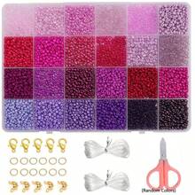 5200pcs 3mm Glass Seed Jewelry Making Kit For DIY Handicrafts And Bracelet, Necklace, Earrings, Ring Jewelry Making, Beading Set Box For Beginners (Random Colors)