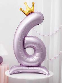 1pc 42-Inch Purple Crown Number Foil Balloon, Suitable For Birthday Party Any Age, Birthday Party, Anniversary, Wedding, Graduation Celebration Decoration, 1pc Happy Birthday Balloon - Purple - View 21