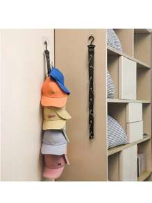 1-Piece Black 8-Clip Hat Organizer, Adjustable For Baseball Caps, Visors, Golf Hats, Etc., Individual Closet Door Hooks With 360° Swivel Hooks, Portable And Stylish Storage Solutions For Bedrooms And Closets