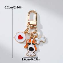 1 件心形、骨头和小狗装饰锌合金油滴“爱你狗”宠物钥匙扣，卡通可爱品种，如柯基犬、萨摩耶犬、法国斗牛犬、达尔马提亚犬、柴犬、比熊犬，是送给宠物爱好者的完美礼物，狗爸爸和妈妈配件汽车配件包饰