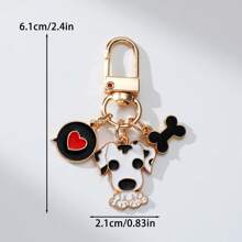 1 件心形、骨头和小狗装饰锌合金油滴“爱你狗”宠物钥匙扣，卡通可爱品种，如柯基犬、萨摩耶犬、法国斗牛犬、达尔马提亚犬、柴犬、比熊犬，是送给宠物爱好者的完美礼物，狗爸爸和妈妈配件汽车配件包饰