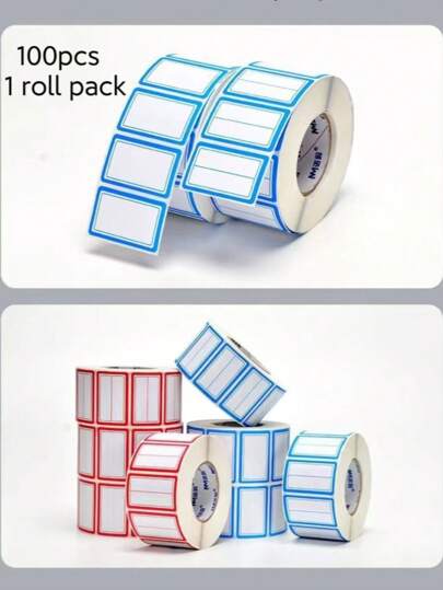 100pcs/Roll Or 200pcs/2Rolls Self-Adhesive Labels, Sticky Notes, Organization Labels, Waterproof Stickers, Hand-Written Name Tags