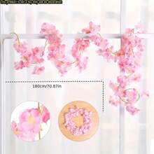 1 件人造樱花花环、樱花花环、樱花藤，适用于户外家庭花园、婚礼拱门、生日、节日派对装饰、花卉活动布置 - 彩色 - 查看 7