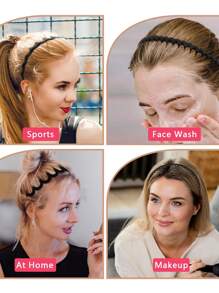 4pcs/8pcs Black Matte Hair Hoops Clips Headbands For Women