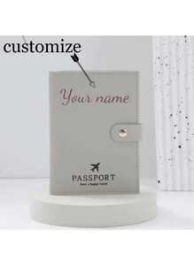 Funda para pasaporte personalizable con nombre, estuche para tarjetas, multifunción minimalista de unicolor de gran capacidad, adecuado como regalo exclusivo para novias, mamás