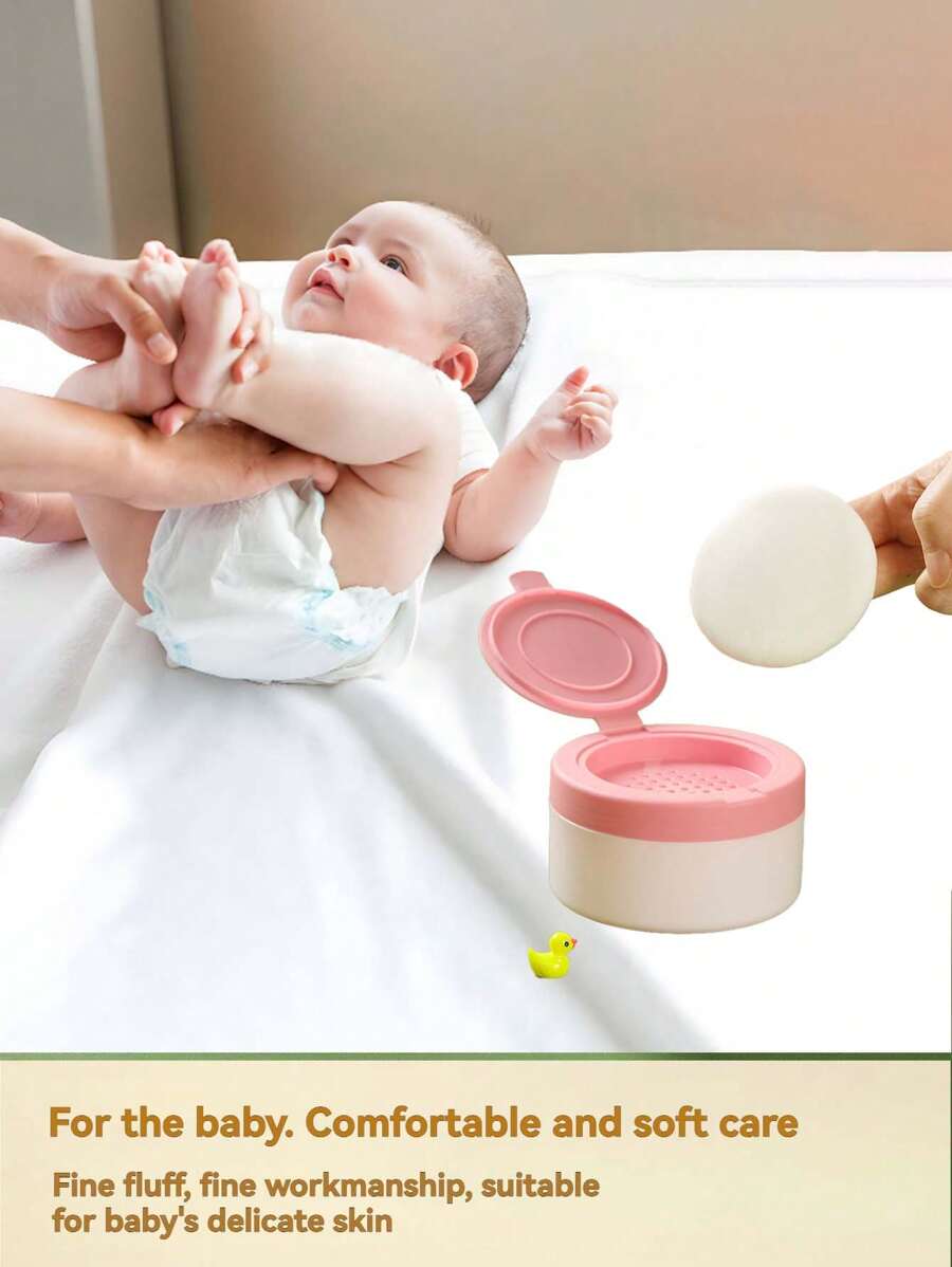 Bebek Pudrası Puf Kutusu, Kurdeleli Kısa Peluş Bebek Pudrası Puf Kutusu, Kabarık Pudra Puf, Taşınabilir Pudra Puf Kutusu - Çok renkli - Görünüm 1