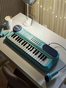 Piano de brinquedo infantil com 37 teclas, microfone e alto-falantes duplos, ideal para crianças de 3 a 8 anos. Ótimo presente de aniversário ou Natal.