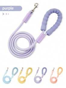 1pc Reflective Dog Leash With Comfortable Padded Handle, Braided Nylon, Shock Absorbing Outdoor Training Pet Lead For Large/Medium/Small Dogs, 360° Swivel Tangle-Free Snap Hook