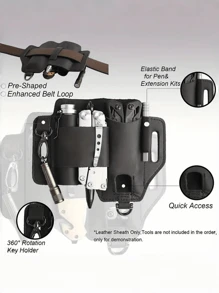 EDC Tool Pouch, Outdoor Camping Faux Leather Case, Multi-Purpose Small Backpack, Knife, Flashlight, Faux Leather Waist Holst - Multicolor - View 6