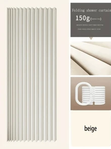 ستارة حمام قابلة للطي مقاومة للماء - سهلة التركيب والتخزين، ديكور منزلي لحمام المنزل، ديكور خريفي، اكسسوارات حمام، عودة إلى المدرسة - بيج - مشاهدة 14