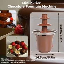 Mini Home Chocolate Fountain, Electric Chocolate Fondue Fountain With Tray Machine For Parties, Stainless Steel, Melts Cheese, Queso, Candy, - Ldeal For Festive Parties, Family Friends Events Gathering & Romantic Weddings, Cooking Enthusiasts Gifts - US A Type Plug(110-127V) - View 4