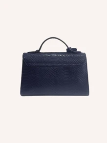 VANESSA MAY 1pc Lightweight Solid Color Snake Skin Pattern Flap Small Handbag/Shoulder Bag, Office Business Commuter Use, Accessory, Suitable For Autumn/Winter, Daily And Gift - Blue - View 2