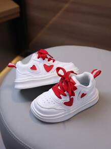 1 Pair Soft Anti-Slip Hook And Loop Closure Cute Heart Baby Shoes, All Seasons - Hot Pink - View 2