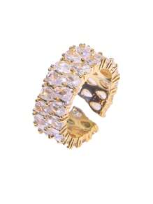1pc Stunning Double Layered Water Drop Zirconia Decor Ring For Women Engagement Proposal Stylish Jewelry Gift