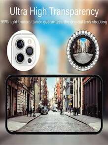 3Pcs Diamond Glitter Camera Protection Compatible With IPhone 16 15 14 13 11 16 12 Pro Max Plus Lens Tempered Glass - Silver - View 4