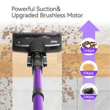 INSE Cordless Vacuum Cleaner | 45,000Pa | 6-In-1 Telescopic Wand Design | Brushless Motor | 1.3L Dust Bin | 50 Minutes Runtime | Stick Vacuum | Upright Vacuum With Large Removable 2500mAh Battery | Quiet | Rechargeable, Carpets, Hard Floors, Desks, Curtains, Corners, Pet Hair, Cars, Stairs - 查看 3
