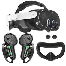 Silicone Cover Set For Meta Quest 3S, Protective Soft For Quest 3 / Quest 3S VR Accessories Including Controllers Grips Cover, Shell Cover And Face Cover, Rocker Covers (Black) - Multicolor - View 1