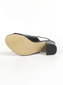 Giày cao gót hở mũi 2,56 inch dành cho nữ, giày sandal đế cao màu đen trơn đơn giản dễ phối đồ cho mùa xuân hè, giày sandal đế cao vừa, dễ phối đồ, giày sandal trang trọng ngoài trời, giày quai sau do người có sức ảnh hưởng khuyên dùng - màu đen - Xem 9