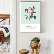 1 Pink Rose Watercolor Canvas Print Posters, Modern Wall Arts Decor Painting For Bedroom, Office, Living Room, Cafe, Bar, Home, Dorm, Wall Decor, Home Decor