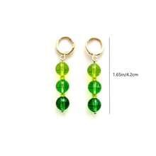 1 Pair Fashionable Minimalist All-Match Retro Elegant Shiny Green Gradient Glass Crystal Beaded Ball Drop Earrings For Women, Suitable For Daily Wear And Parties - Green - View 8