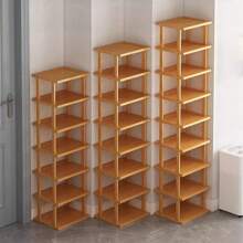 1pc DIY Simple Thick Bamboo Shoe Rack, Household Entryway Indoor Multi-Layer Easy Shoe Cabinet