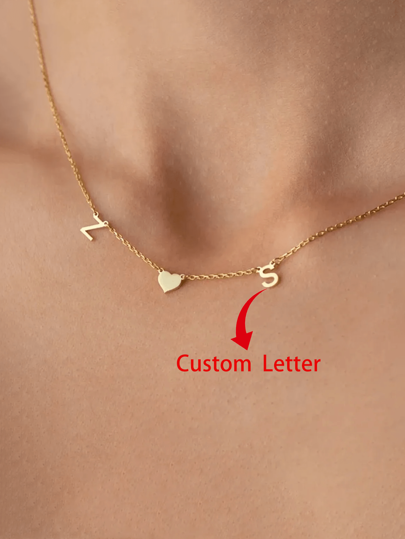 1 Stück Damen Individuelles Doppelbuchstaben-Halskette, modischer Edelstahl-Buchstaben-Anhänger Kropfband, personalisierter individueller Herz-Anhänger mit zwei Buchstaben, Hochzeitsschmuck Alltags-Accessoire, Party, Geburtstag Jahrestags-Geschenk