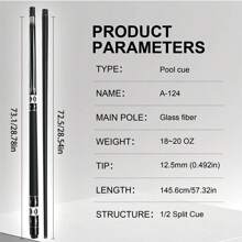 Professional 1/2 Jointed Glass Fiber Pool Cue, 146cm Long With Black Shaft And White Diamond Pattern, 12.5mm High-Quality Leather Tip, Multi-Layer Leather Designed For Strong Grip, Suitable For Players Of All Levels - Black - View 4