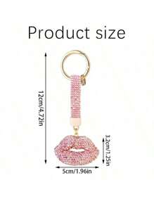 1pc Creative Rhinestone Lip Key Chain, Luxury Niche Design Car Key Decor Pendant, Bag Decoration Keychain