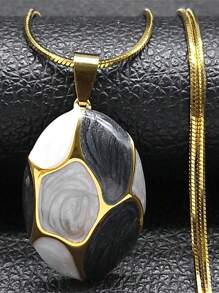 Collar colgante de esmalte colorido y contrastado con formas geométricas para mujer, cadena de acero inoxidable de color dorado