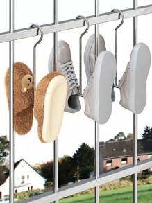 不锈钢鞋子晾干架，多功能室内/室外悬挂式鞋架收纳架带挂钩，防风