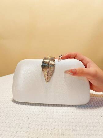 PU Fashion Casual Design Evening Bags Black Metal Leaf Glitter Small Clutch Bags Party Event Dinner Banquet Handbags With Chain Shoulder Purse