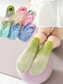 1/3/5/6/10 双女款渐变色防滑硅胶普拉提初学者地板袜、运动踝袜、室内成人专业瑜伽袜 - 彩色 - 查看 4